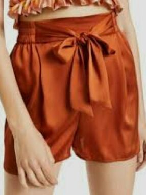 Bar III Satin Tie-Front Detail Shorts. Color:  "Toasted Ginger". Size: Small